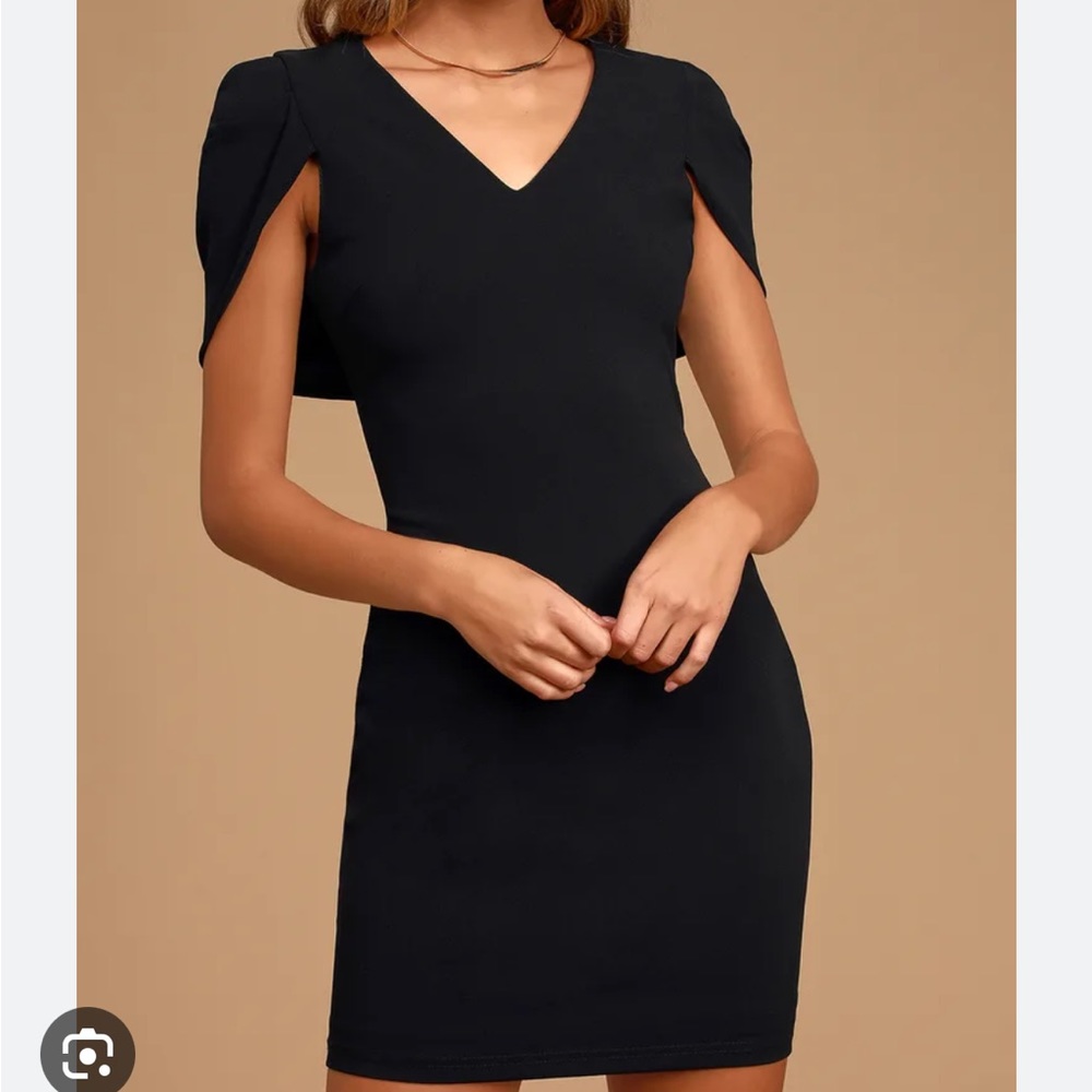 Lulus black bodycon mini dress with cape